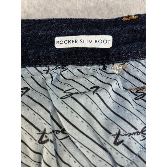 Seven7 Ladies Rocker Slim Bootcut Jeans Size 12 Dark Wash Embellished Pockets - Picture 12 of 13